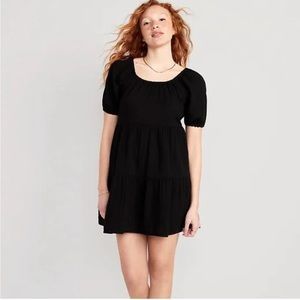 NWT. OLD NAVY. Puff-Sleeve Tiered Mini Swing Dress